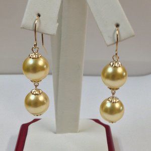 South Sea Golden Yellow Shell Pearl Dangle Earring
